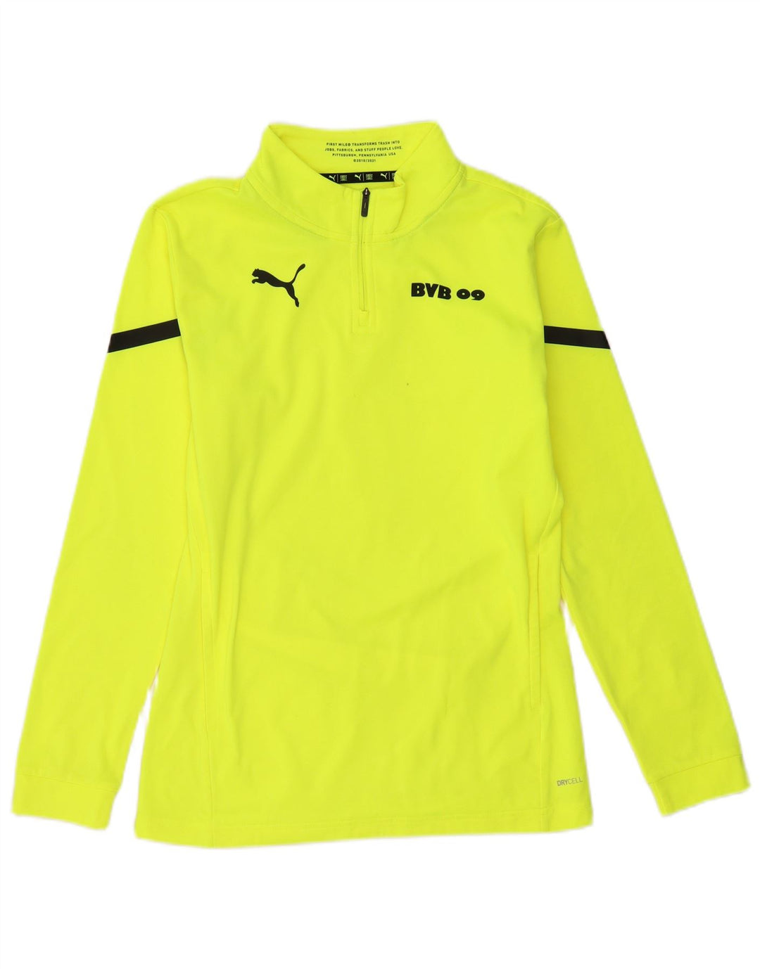 PUMA Mens BVB Dortmund Zip Neck Pullover Tracksuit Top Small Yellow