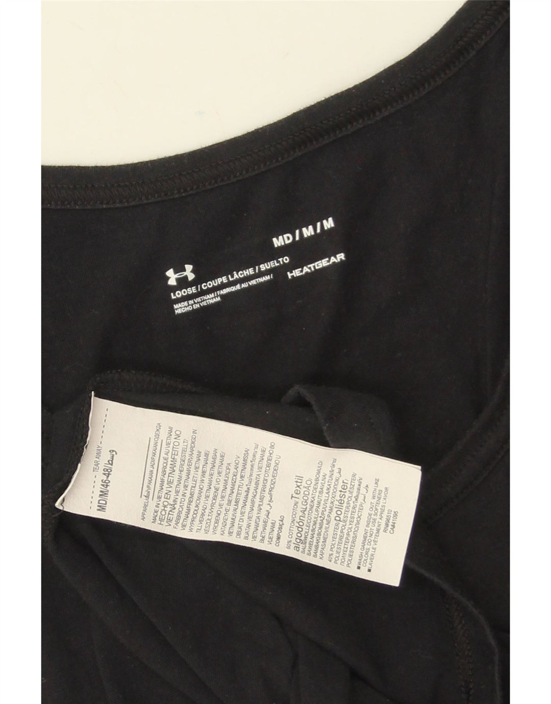 UNDER ARMOUR Mens Heat Gear Graphic Vest Top Medium Black Cotton