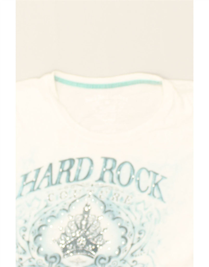 HARD ROCK CAFE Womens Barcelona Graphic T-Shirt Top UK 12 Medium White | Vintage Hard Rock Cafe | Thrift | Second-Hand Hard Rock Cafe | Used Clothing | Messina Hembry 