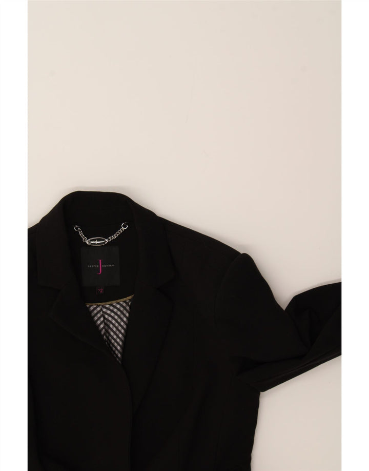 JASPER CONRAN Womens 2 Button Blazer Jacket UK 12 Medium Black Polyester Vintage Jasper Conran and Second-Hand Jasper Conran from Messina Hembry 