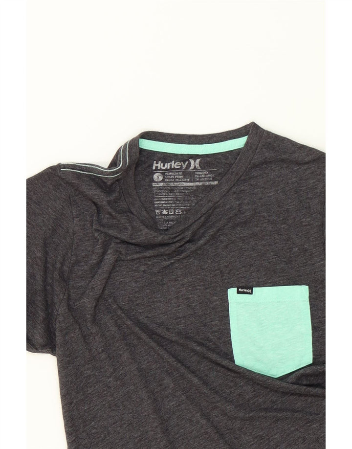 HURLEY Mens Premium Fit Graphic T-Shirt Top Small Grey Polyester Vintage Hurley and Second-Hand Hurley from Messina Hembry 