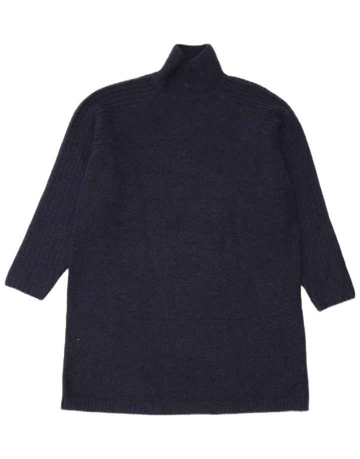 Zara Womens Roll Neck Turtle Neck Jumper Sweater UK 12 Medium Navy Blue