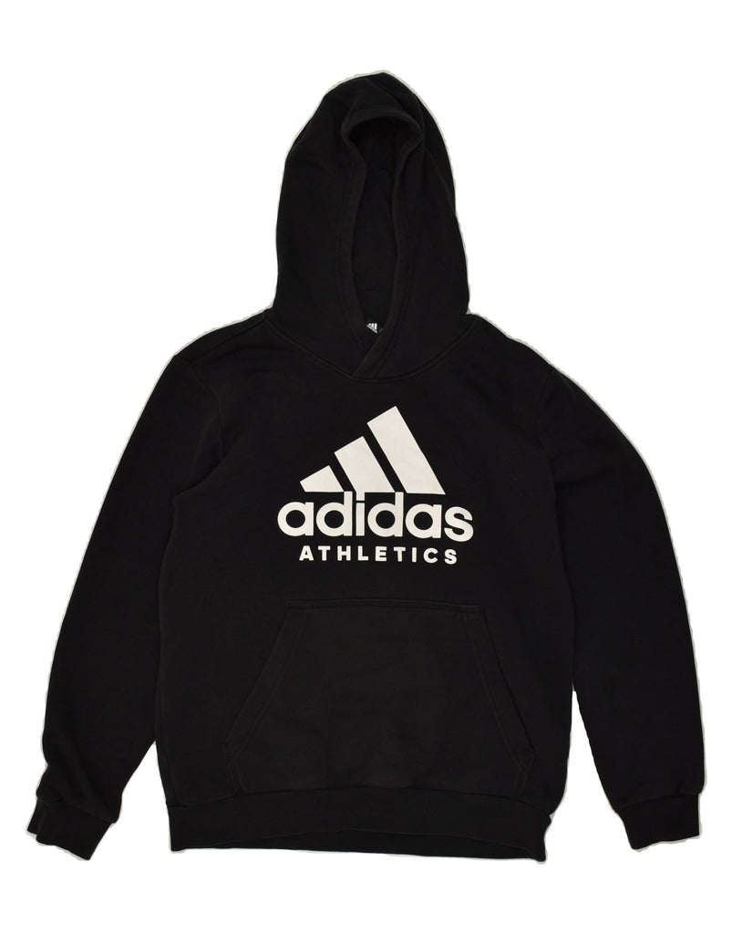 ADIDAS Boys Graphic Hoodie Jumper 13-14 Years Large Black Cotton | Vintage Adidas | Thrift | Second-Hand Adidas | Used Clothing | Messina Hembry 