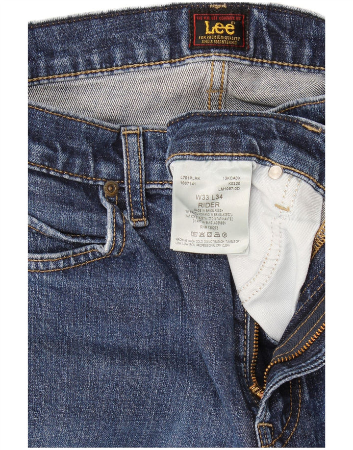 Lee Mens Rider Slim Jeans W33 L34 Blue Cotton
