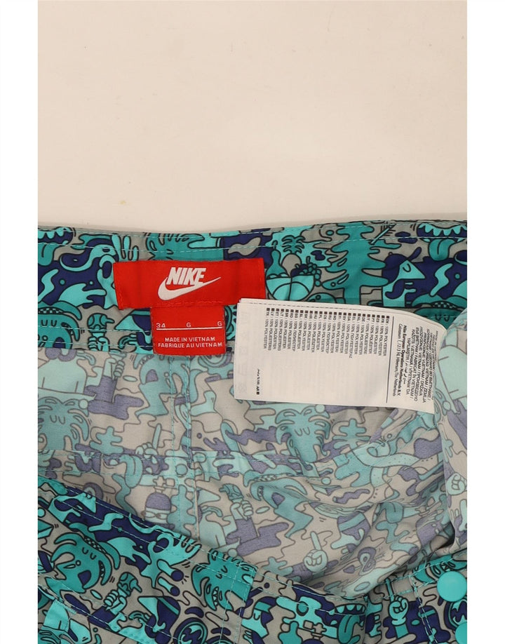 Nike Mens Graphic Cargo Shorts  W34 Large Turquoise Colourblock Polyester