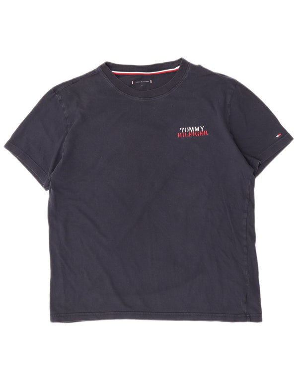 Tommy Hilfiger Womens T-Shirt Top UK 14 Medium Navy Blue Cotton