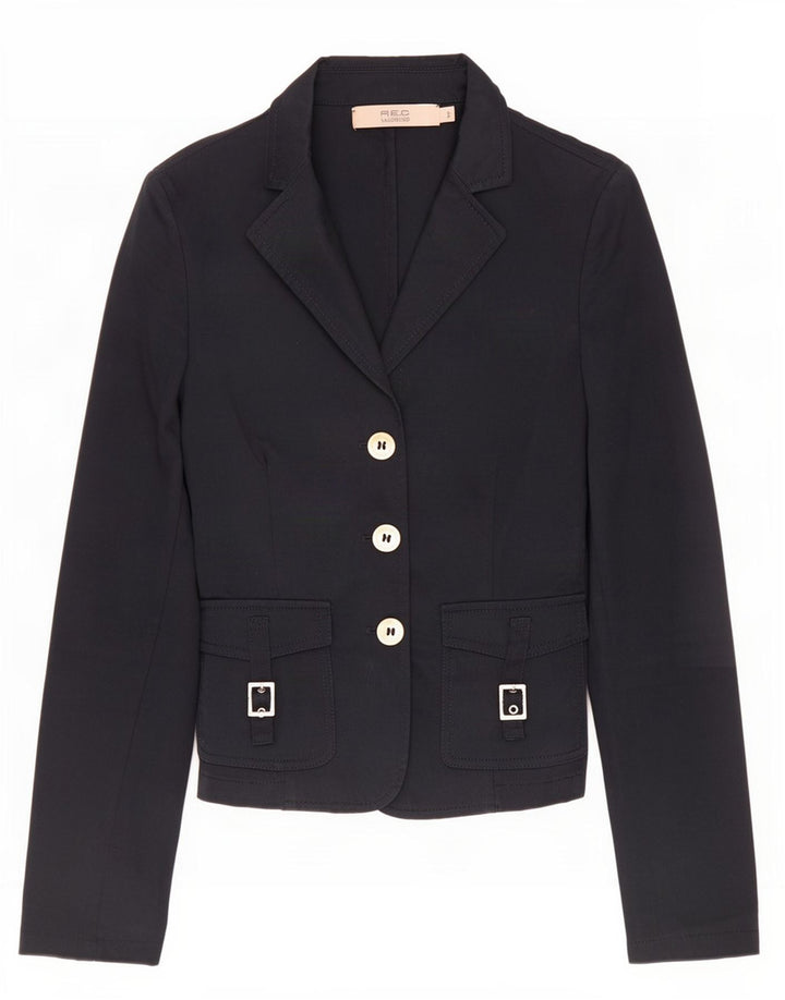 Red Valentino Womens 3 Button Blazer Jacket IT 42 Medium Navy Blue Cotton