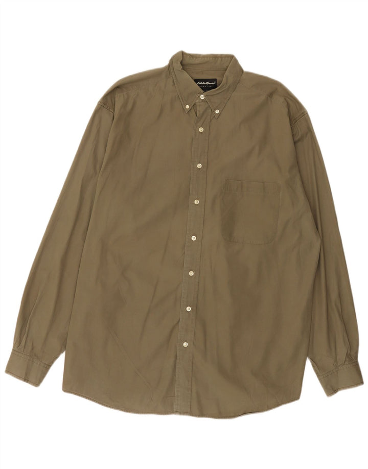 EDDIE BAUER Mens Tall Shirt Large Khaki Cotton