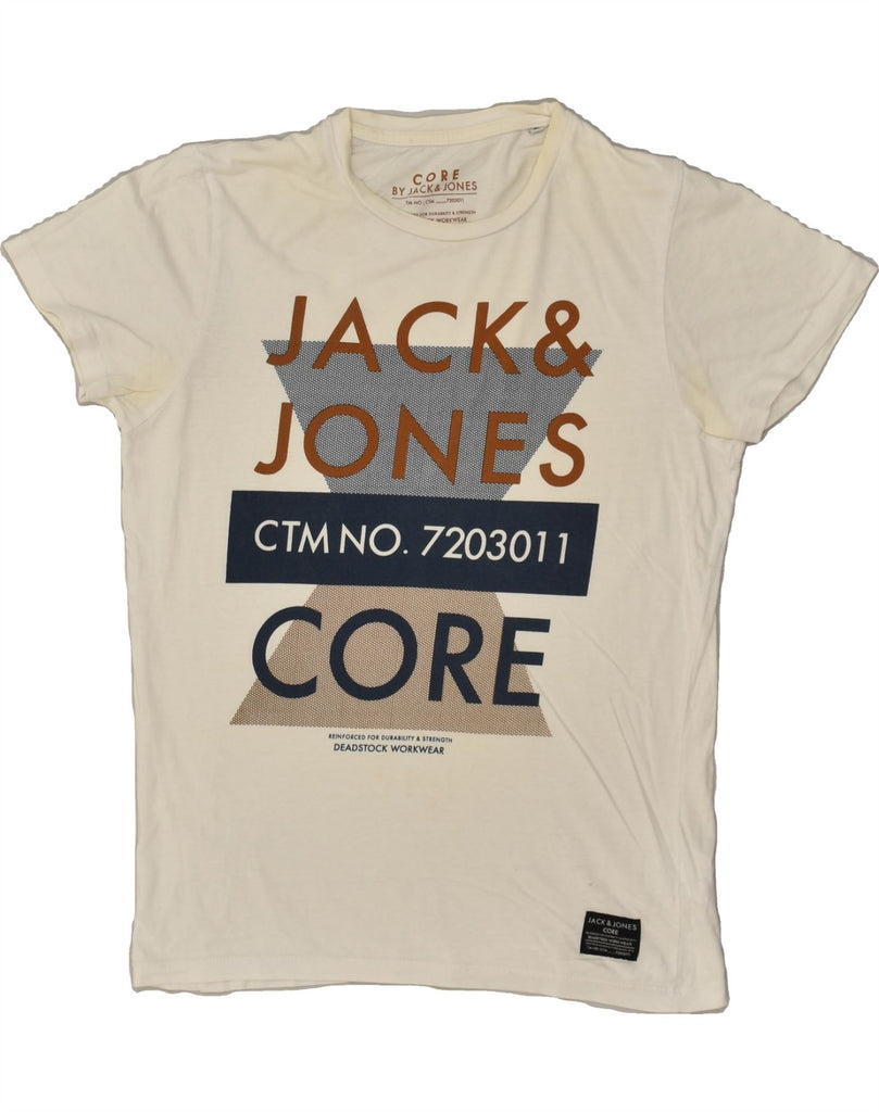 JACK & JONES Mens Graphic T-Shirt Top Small White Cotton Vintage Jack & Jones and Second-Hand Jack & Jones from Messina Hembry 