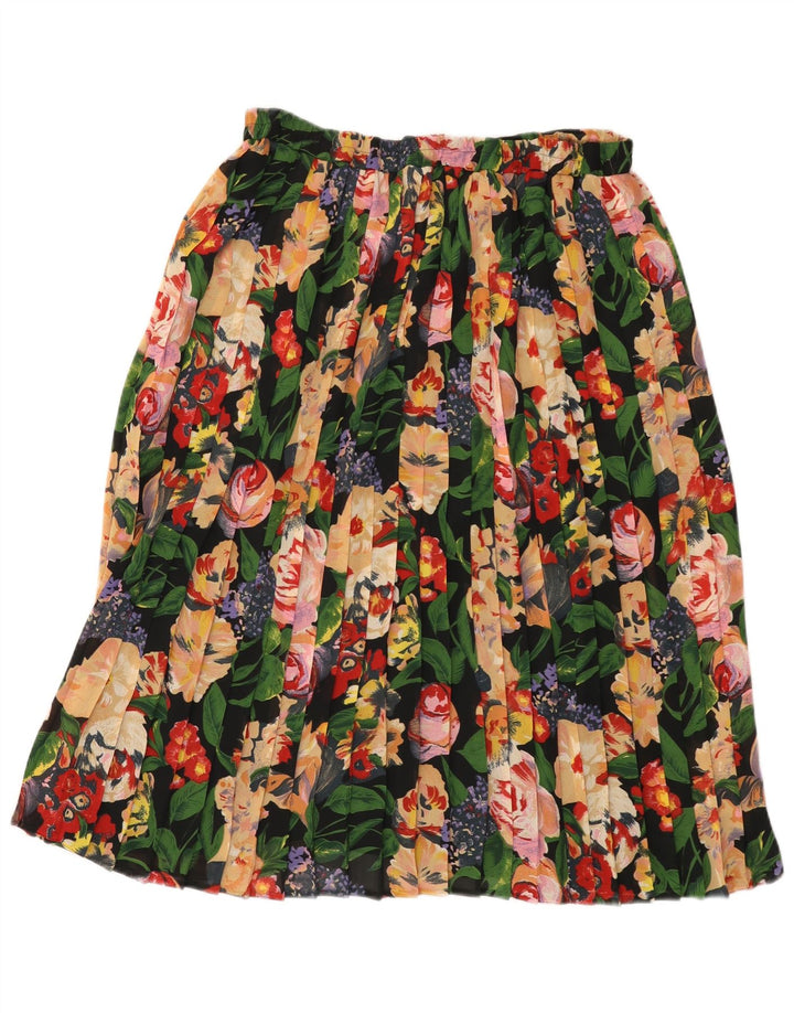 Vintage Womens Pleated Skirt IT 48 XL W38 Multicoloured Floral Polyester