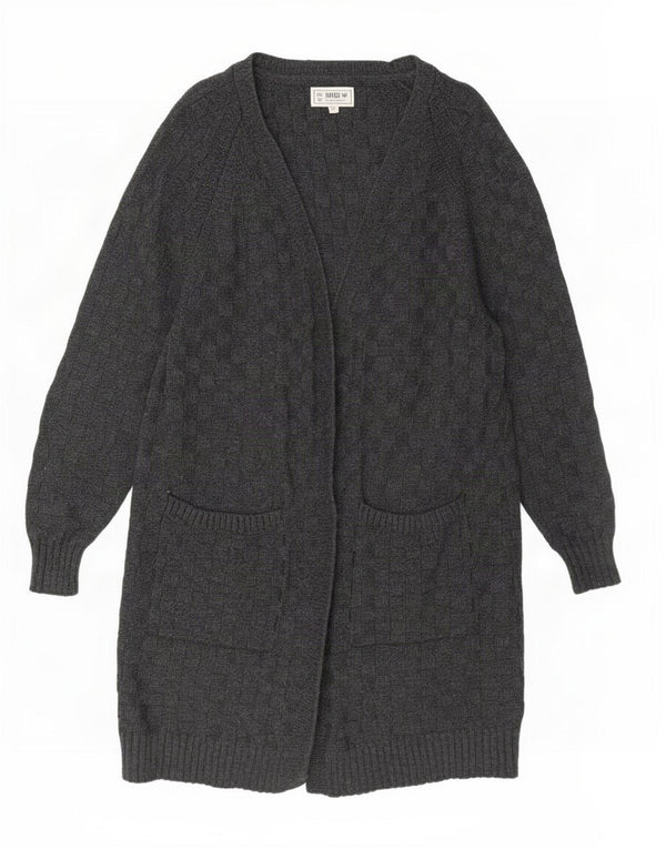 Fat Face Womens Longline Open Cardigan Sweater UK 16 Large Grey Geometric