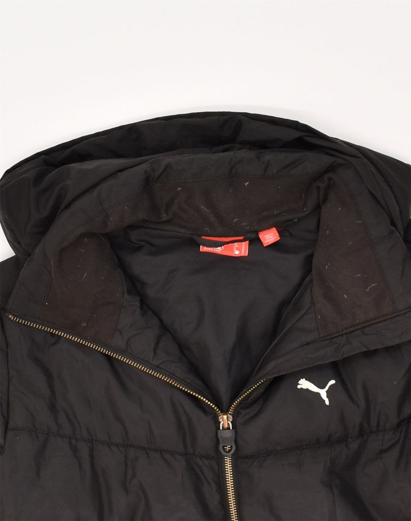 PUMA Womens Hooded Padded Jacket UK 10 Small Black Polyester | Vintage Puma | Thrift | Second-Hand Puma | Used Clothing | Messina Hembry 