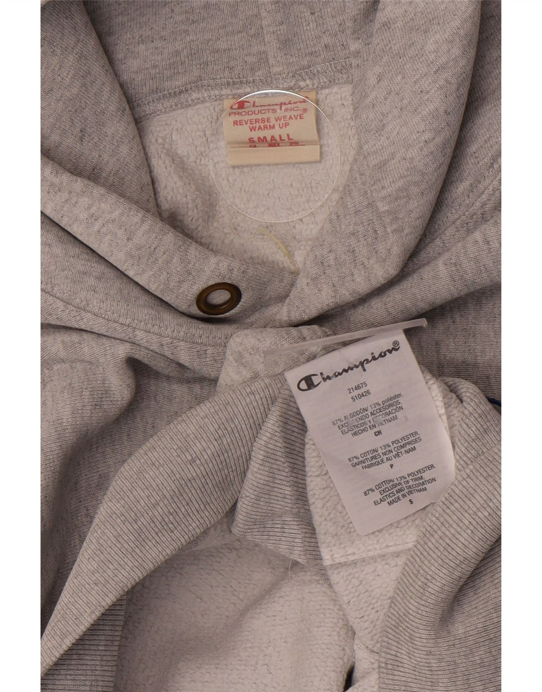 CHAMPION Mens Reverse Weave Hoodie Jumper Small Grey Flecked Cotton