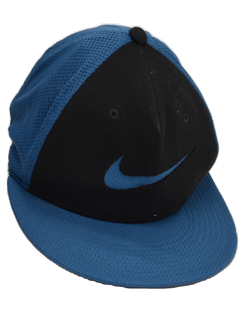 NIKE Mens Graphic Snapback Cap One Size Blue Colourblock Polyester | Vintage Nike | Thrift | Second-Hand Nike | Used Clothing | Messina Hembry 