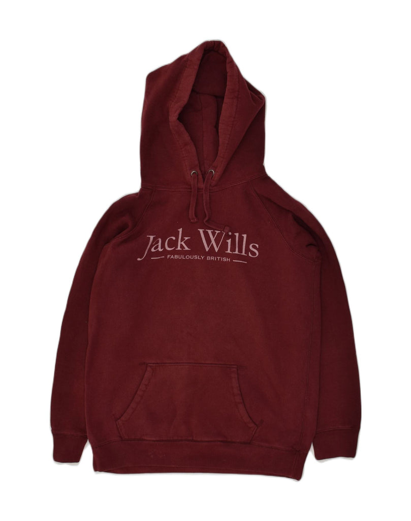 JACK WILLS Womens Loose Fit Graphic Hoodie Jumper UK 10 Small Burgundy | Vintage Jack Wills | Thrift | Second-Hand Jack Wills | Used Clothing | Messina Hembry 