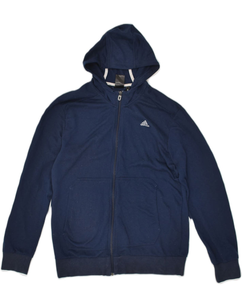 ADIDAS Mens Zip Hoodie Sweater Medium Navy Blue Polyester | Vintage Adidas | Thrift | Second-Hand Adidas | Used Clothing | Messina Hembry 