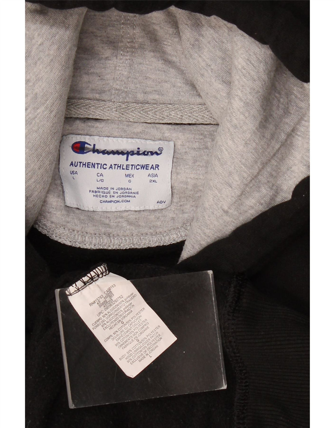 CHAMPION Mens Hoodie Jumper Large Black Cotton