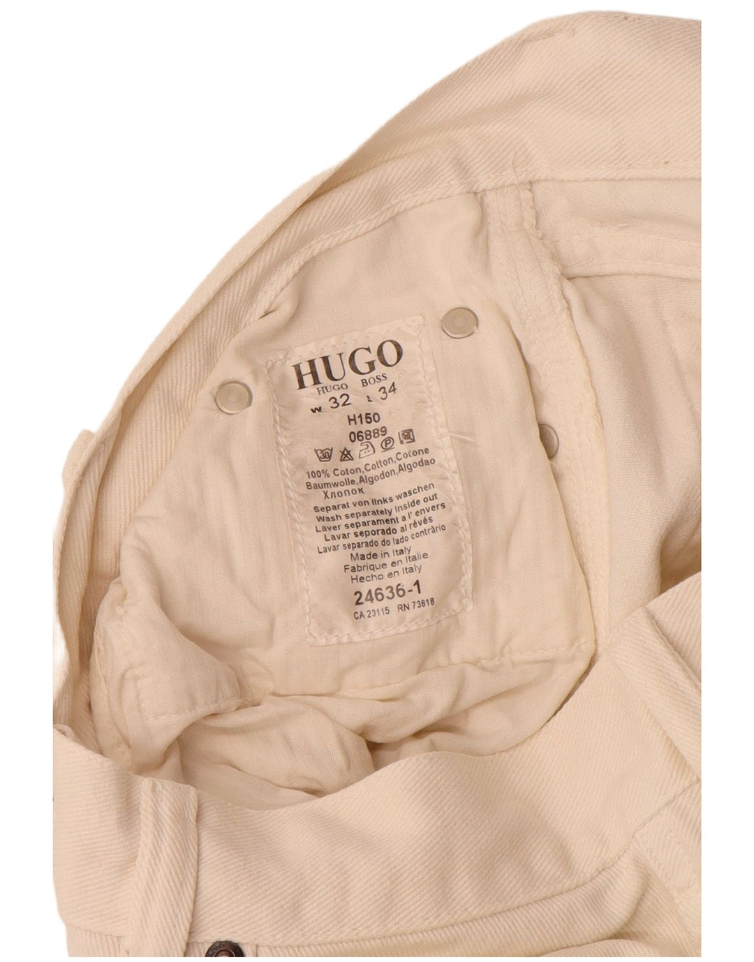 Hugo Boss Mens Straight Jeans W32 L34 Off White Cotton