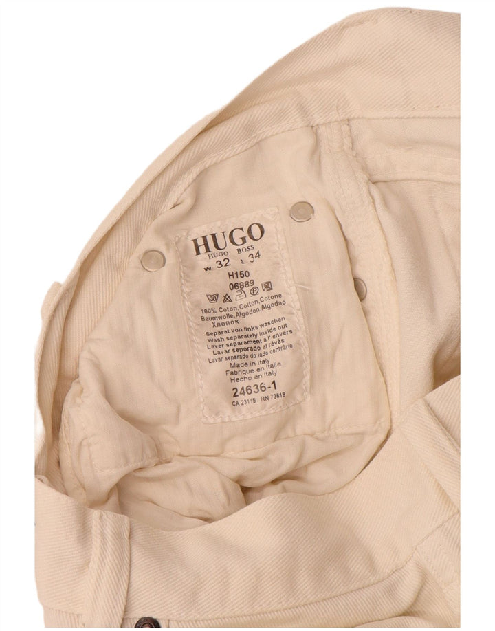 Hugo Boss Mens Straight Jeans W32 L34 Off White Cotton