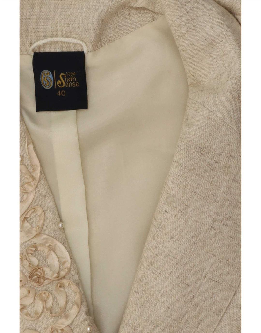 Your Sixth Sense Womens Short Sleeve Blazer Jacket EU 40 Medium Beige