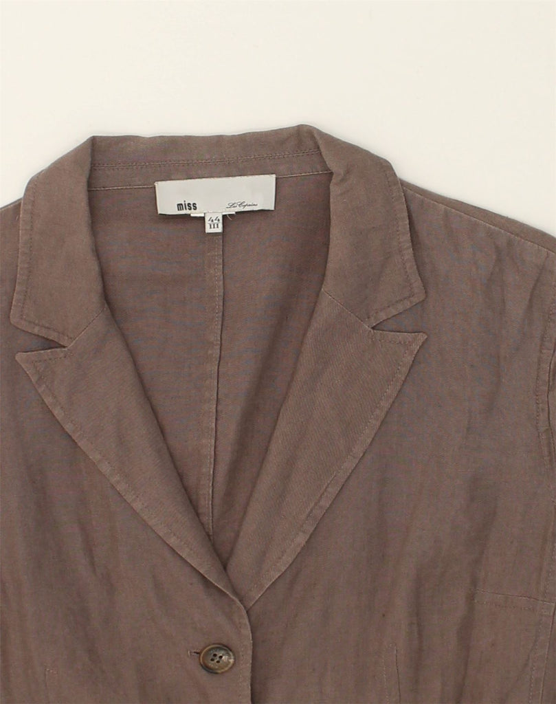 LES COPAINS Womens 3 Button Blazer Jacket IT 44 Medium  Grey Linen | Vintage Les Copains | Thrift | Second-Hand Les Copains | Used Clothing | Messina Hembry 