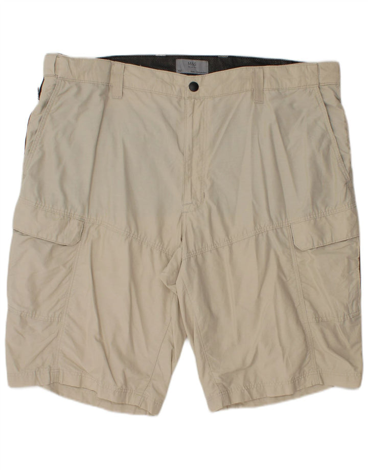MARKS & SPENCER Mens Cargo Shorts W42 2XL Beige Cotton