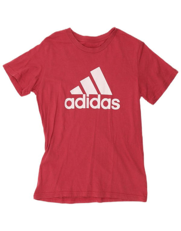 ADIDAS Womens Graphic T-Shirt Top UK 12/14 Medium Burgundy Cotton