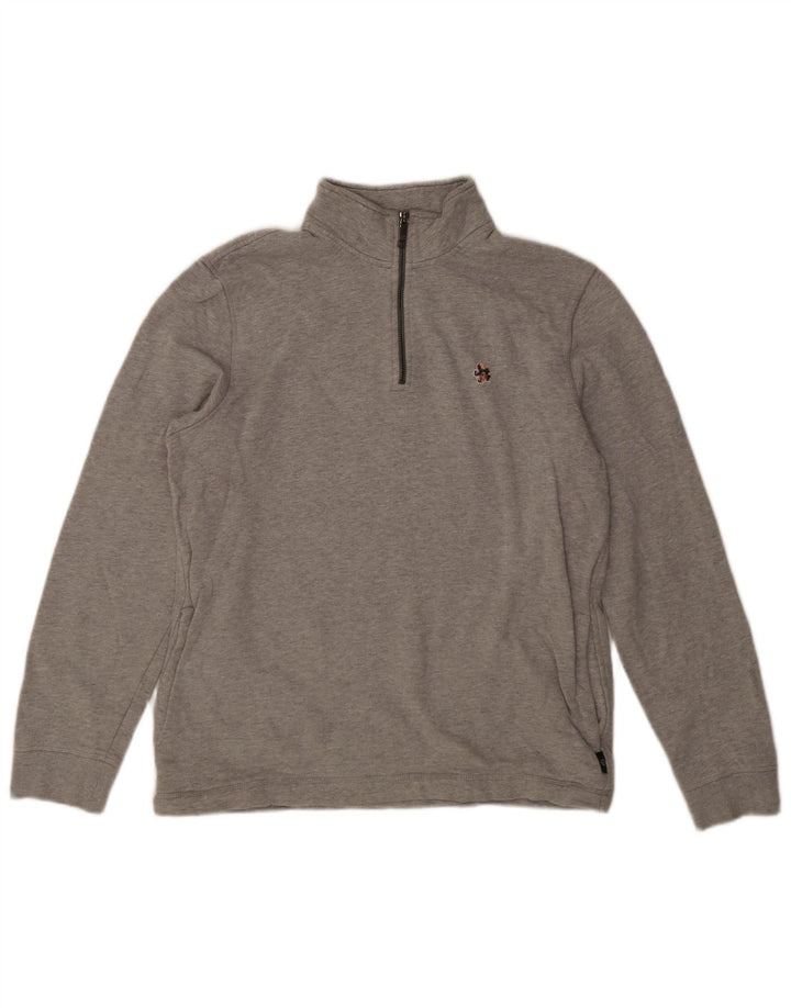 Ted Baker Womens Zip Neck Sweatshirt Jumper Size 3 Medium Grey Cotton