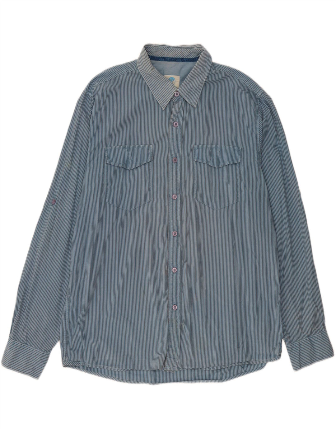 FAT FACE Mens Shirt XL Blue Pinstripe Cotton