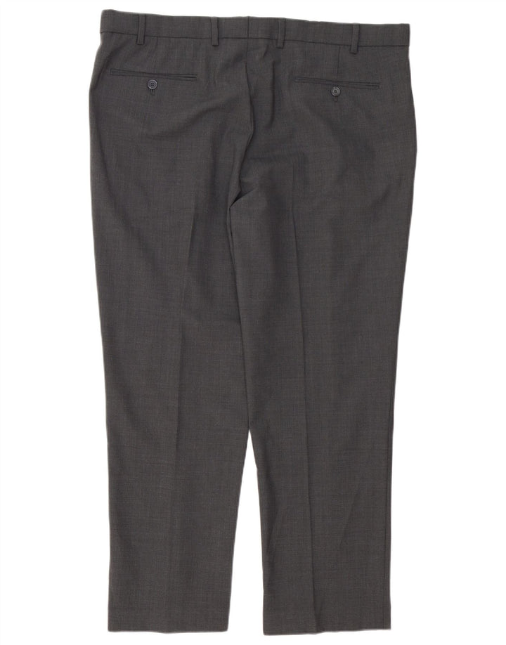 Marks & Spencer Mens Straight Regular Suit Trousers W40 L29 Grey Wool