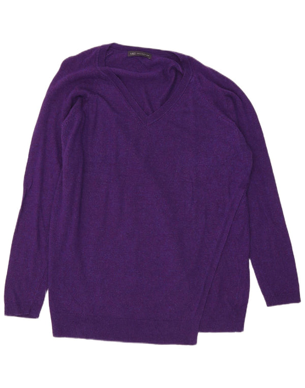 Marks & Spencer Womens V-Neck Jumper Sweater UK 18 XL Purple