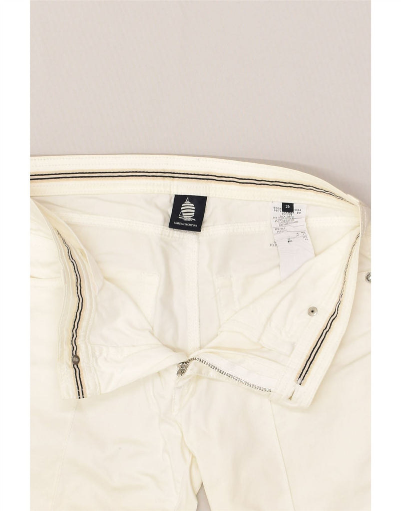 MARINA YACHTING Womens Straight Chino Trousers W26 L24  Off White Cotton | Vintage Marina Yachting | Thrift | Second-Hand Marina Yachting | Used Clothing | Messina Hembry 