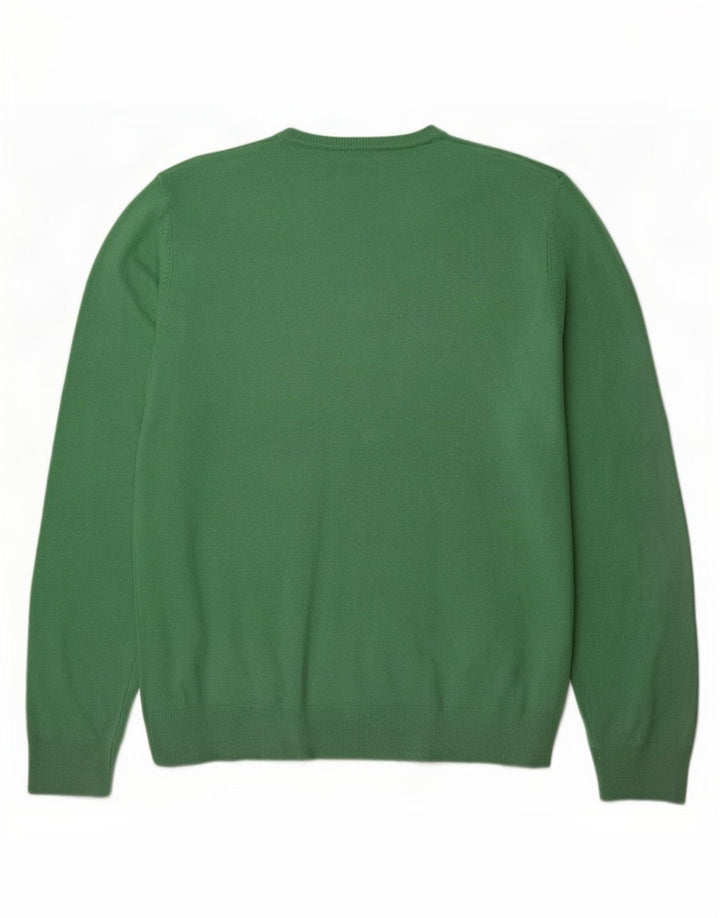 Marks & Spencer Mens V-Neck Jumper Sweater Large Green Acrylic