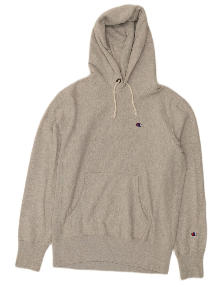 Champion Mens Hoodie Jumper Large Grey Flecked Cotton