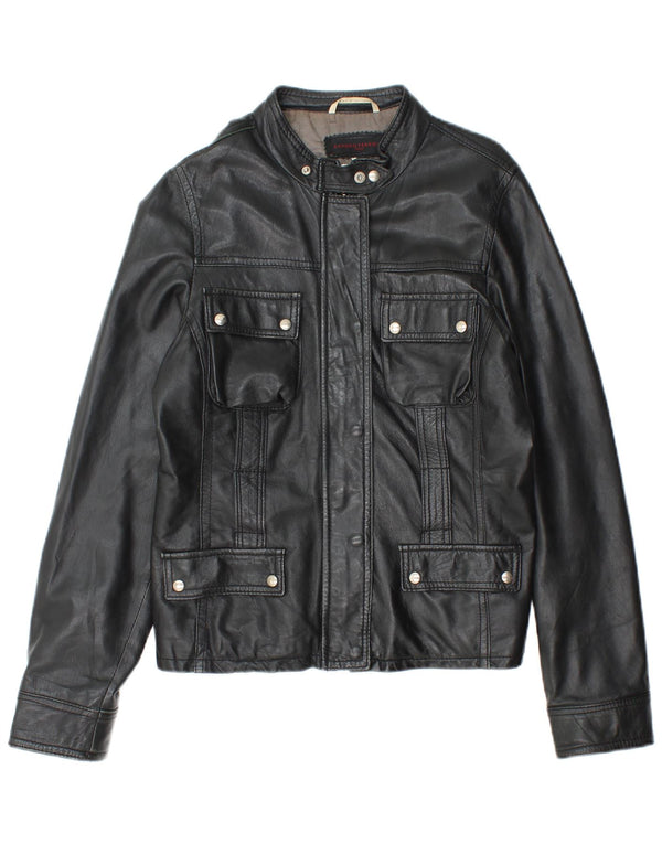 SANDRO FERRONE Womens Leather Jacket UK 14 Large Black Leather
