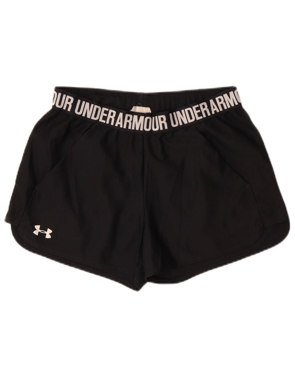 UNDER ARMOUR Womens Heat Gear Graphic Sport Shorts UK 10 Small  Black