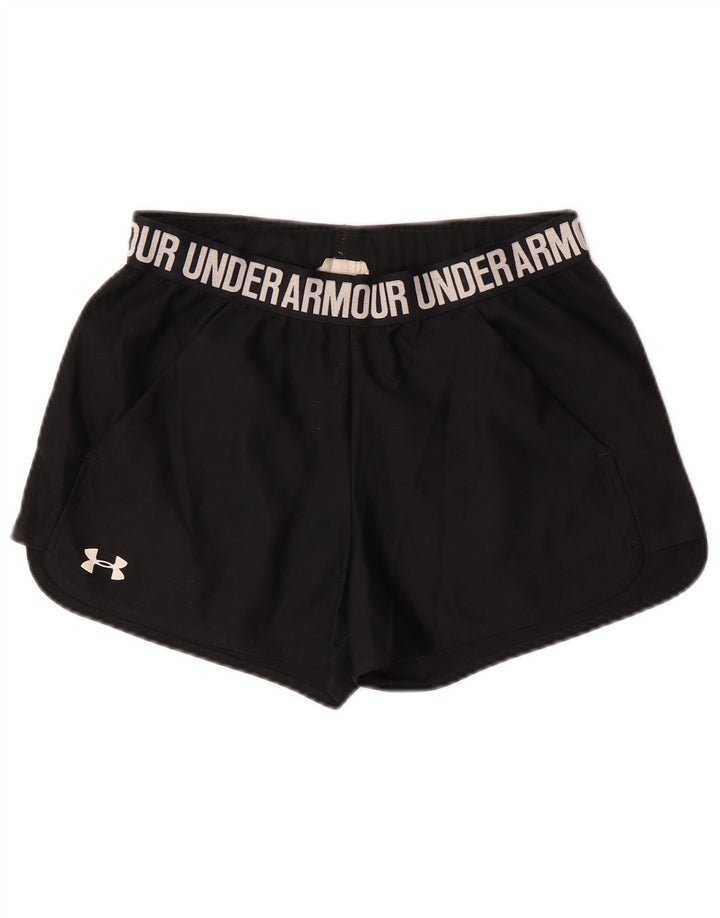 UNDER ARMOUR Womens Heat Gear Graphic Sport Shorts UK 10 Small  Black