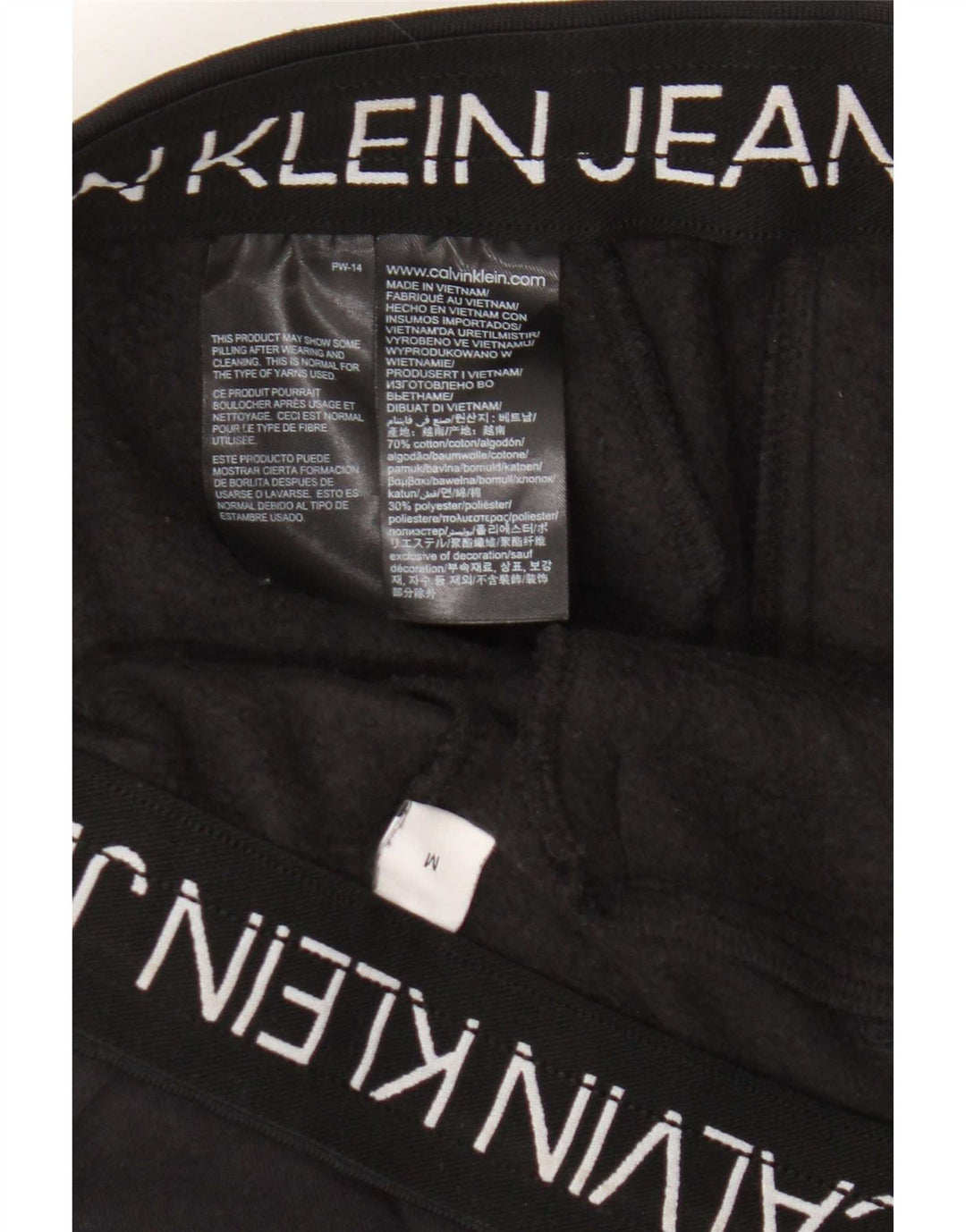Calvin Klein Jeans Mens Tracksuit Trousers Medium Black Cotton