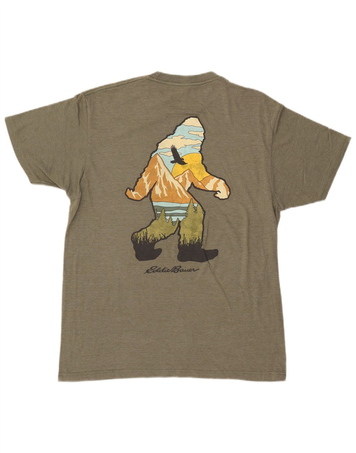 EDDIE BAUER Mens Graphic T-Shirt Top Large Khaki Cotton