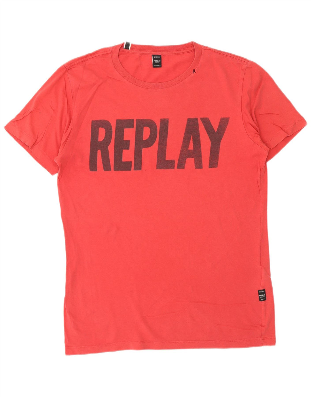 REPLAY Mens Graphic T-Shirt Top Medium Red Cotton