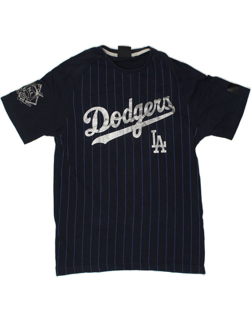 MAJESTIC Mens Dodgers Graphic T-Shirt Top Small Navy Blue Cotton | Vintage Majestic | Thrift | Second-Hand Majestic | Used Clothing | Messina Hembry 