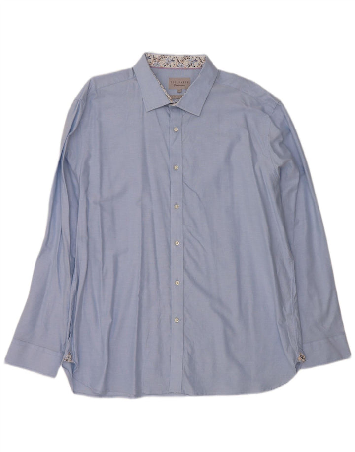 Ted Baker Mens Regular Fit Shirt Size 17 XL Blue Cotton