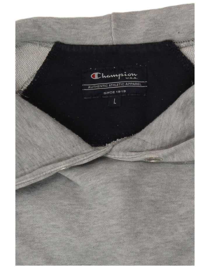 Champion Mens Graphic Short Sleeve Hoodie Jumper Large Grey