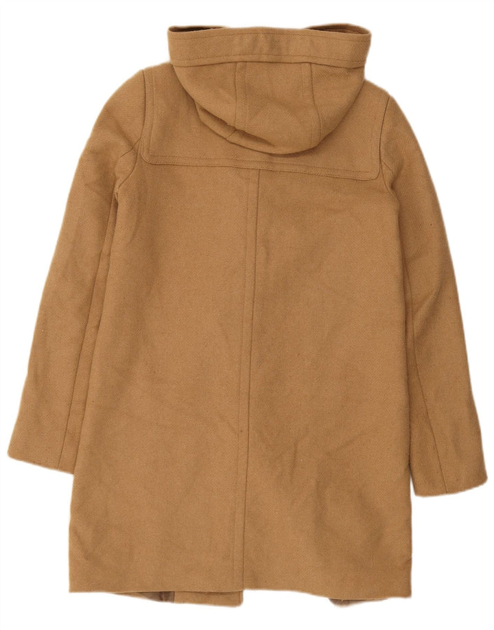 BENETTON Womens Hooded Duffle Coat UK 8 Samll  Brown Wool