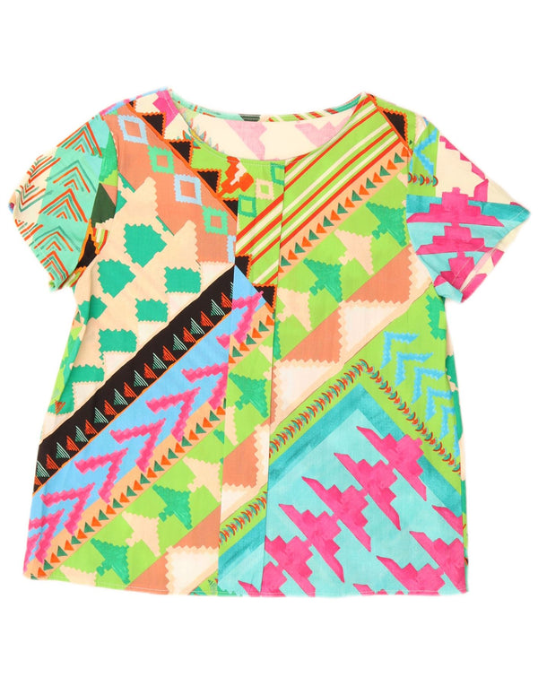 Vintage Womens Shirt Blouse UK 16 Large Multicoloured Geometric