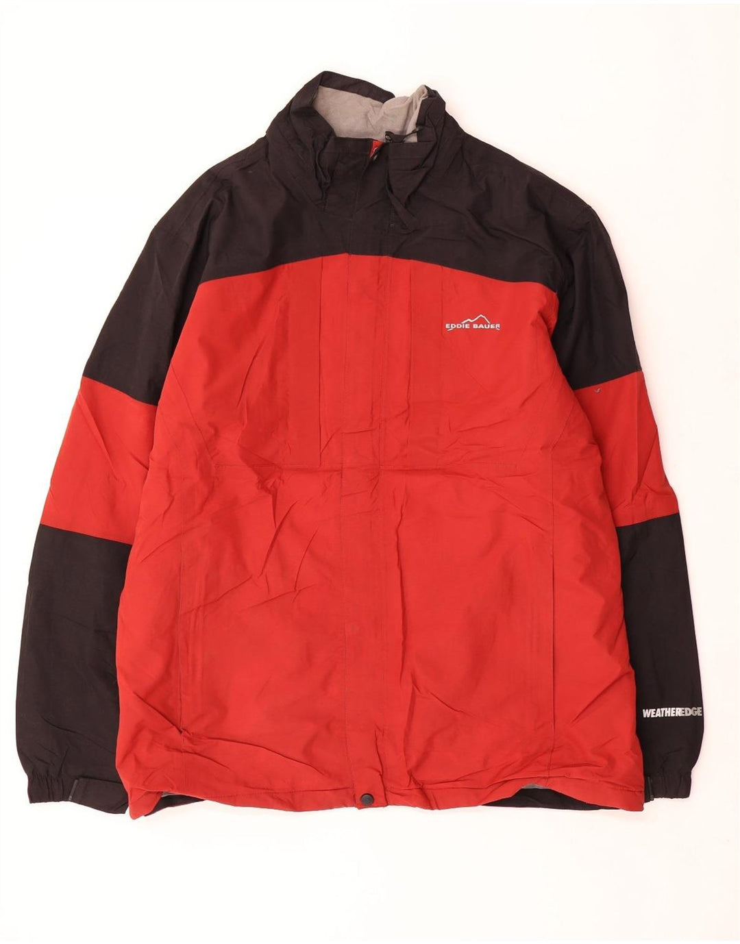 EDDIE BAUER Mens Windbreaker Jacket UK 42 XL Red Colourblock Nylon