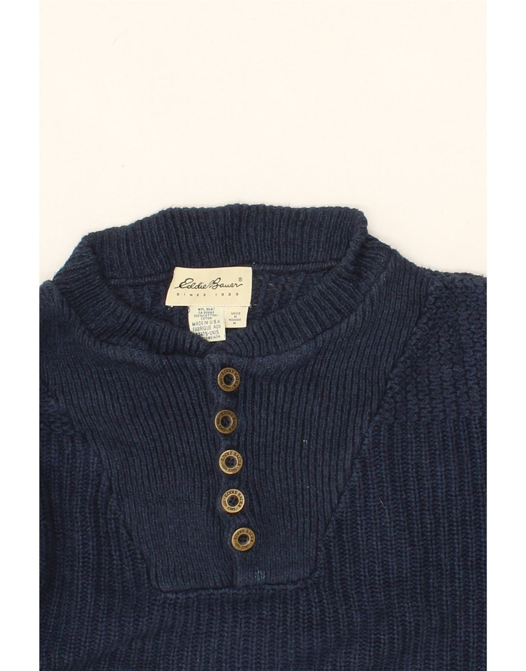 EDDIE BAUER Mens Loose Fit Crew Neck Jumper Sweater Medium Navy Blue