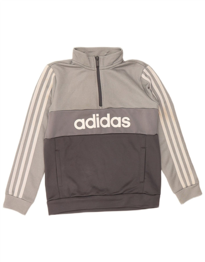 ADIDAS Boys Aeroready Graphic Sweatshirt Jumper 9-10 Years Grey