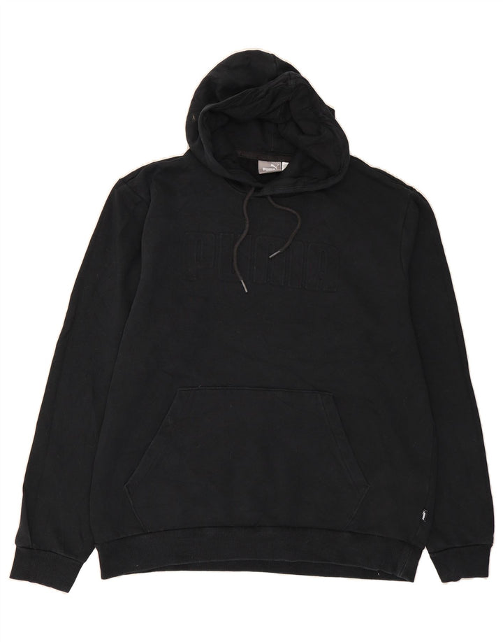PUMA Mens Graphic Hoodie Jumper Large Black Cotton Vintage Puma and Second-Hand Puma from Messina Hembry 