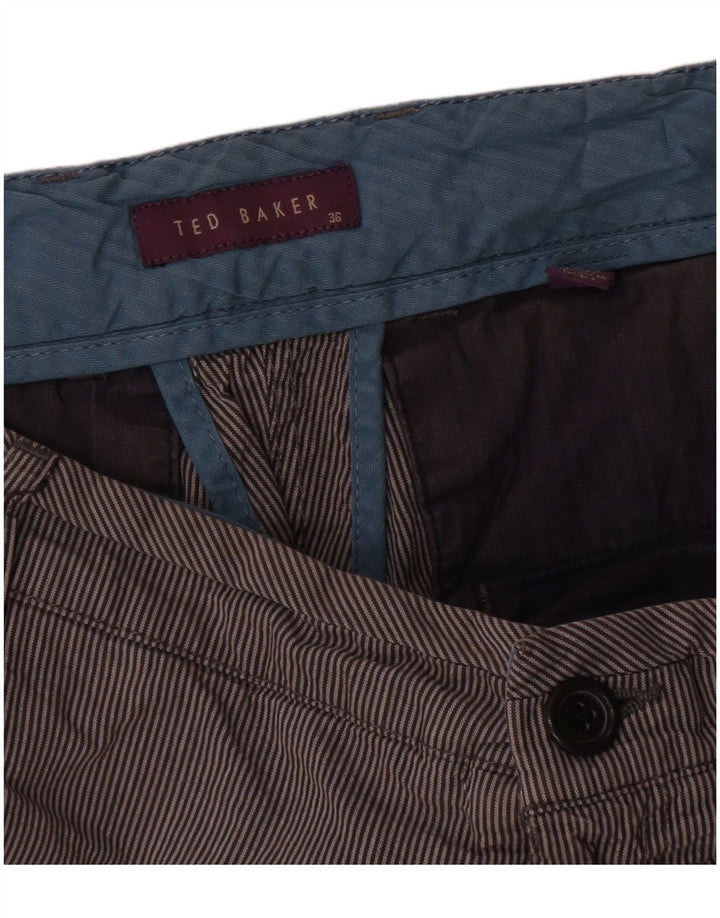Ted Baker Mens Chino Shorts W36 Large Grey Pinstripe Cotton
